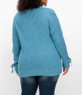 Pullover mit eingeflochtenen Bändern am Ärmel blau