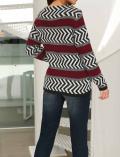 Pullover schwarz-kirsche-gemustert