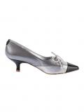 Pumps mit Schnürung schwarz-grau-metallic