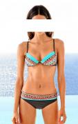 Push-up-Bikini Strass graphit-bunt