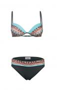 Push-up-Bikini Strass graphit-bunt