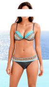 Push-up-Bikini Strass graphit-bunt Größe 38 B-Cup