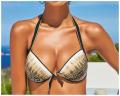 Push-up-Bikini schwarz-bunt