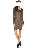 Reißverschluß-Patchkleid taupe Gr. 42