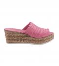 Rind-Nappaleder-Pantolette mitFlechtmuster pink