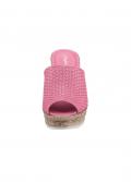 Rind-Nappaleder-Pantolette mitFlechtmuster pink