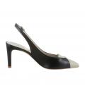 Rind-Nappaleder-Slingpumps schwarz-beige