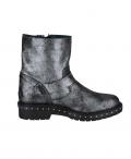 Rind-Nappaleder-Stiefelette silbergrau-metallic