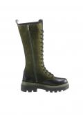 Rind-Velours-und-Nappaleder-Stiefel khaki-schwarz