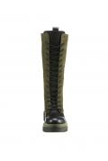 Rind-Velours-und-Nappaleder-Stiefel khaki-schwarz