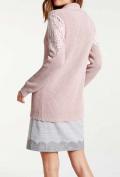 Rippenstrickjacke mit Spitze rosé