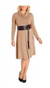 Rollkragen-Kleid beige-melange