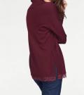 Rollkragenpullover mit Spitze bordeaux