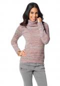 Rollkragenpullover rosa-bunt