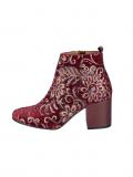 Samtstiefelette mit Pailletten bordeaux