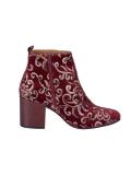 Samtstiefelette mit Pailletten bordeaux