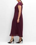 Satin-Chiffon-Abendkleid mit Pailletten aubergine