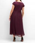 Satin-Chiffon-Abendkleid mit Pailletten aubergine