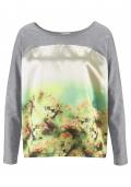 Satin-Druckshirt grau-bunt