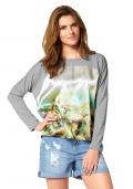 Satin-Druckshirt grau-bunt