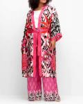 Satin-Kimono-Mantel ZEBRA pink-bedruckt