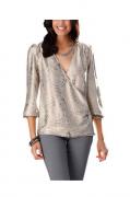 Satinbluse beige-bunt