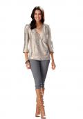 Satinbluse beige-bunt