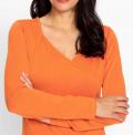 Seiden-Pullover mit Raffung orange