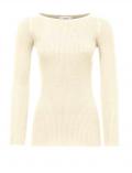 Seiden-Rippenstrickpullover creme