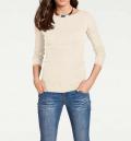 Seiden-Rippenstrickpullover creme