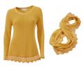 Set: Designer-Pullover und Schal gelb