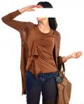 Shirt mit Drapierung cognac