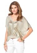 Shirt mit Nieten beige-gold