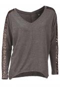 Shirt mit Pailletten taupe