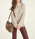 Shirt mit Schluppe beige