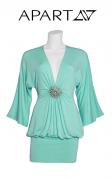 Shirt mit Strass-Brosche mint