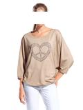 Shirt mit Strass taupe