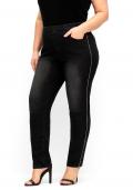 Skinny Jeans mit seitlichen Glitzer-Pipings black Denim