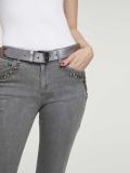 Slim-Fit-Jeans mit Perlen grau