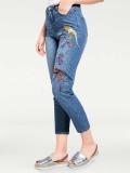 Slim-Fit-Jeans mit Stickerei blau