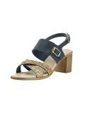 Sling-Sandalette blau-goldfarben