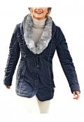 Steppjacke mit Webpelz marine