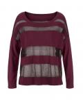 Streifen-Pullover bordeaux-schwarz