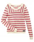 Streifen-Pullover ecru-pink