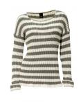 Streifen-Pullover oliv-creme