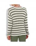 Streifen-Pullover oliv-creme