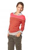 Streifen-Pullover rot-beige