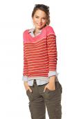 Streifen-Pullover rot-beige