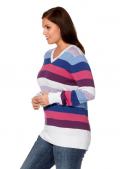 Streifen-Pullover weiß-bunt Gr. 44/46