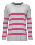 Streifenpullover grau-melange-pink